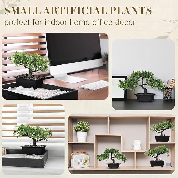Jexine 4 Pack Artificial Bonsai Tree, Indoor Small Fake Plants in Pots for Home Table Office Desk Bathroom Shelf Bookshelf Bedroom Living Room Farmhouse Decorations by GreenHaven Gardens