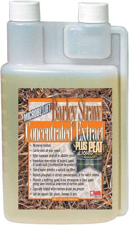 Microbe-Lift Concentrated Barley Straw Extract Plus Liquid Peat Conditioner for Ponds and Outdoor Water Garden, Safe for Live Koi Fish, Plants, and Decorations, 32 Ounces by GreenHaven Gardens