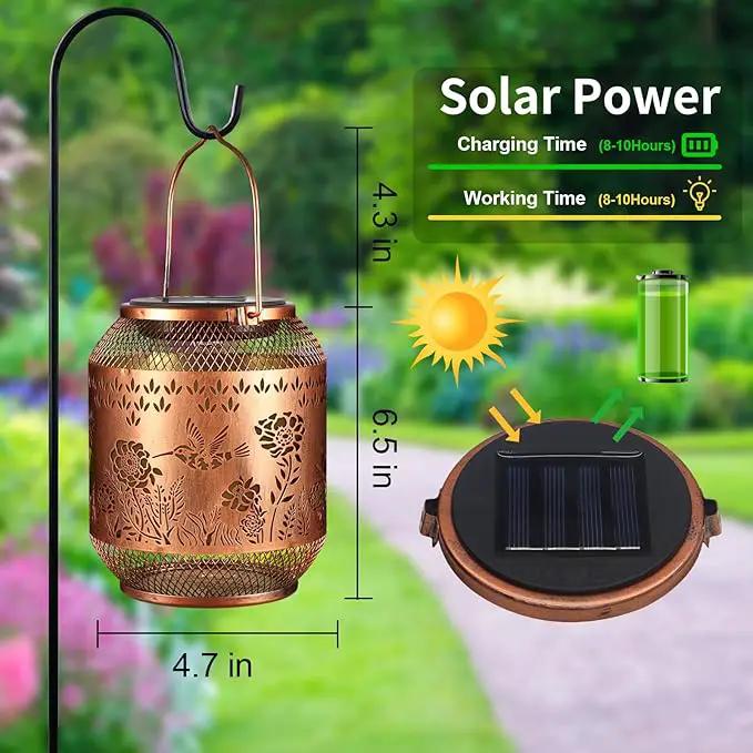 Solar Lanterns Outdoor Waterproof Christmas Birthdays Gifts for Women Mom Grandma Butterfly Garden Decor Metal Hanging Solar LED Lights for Patio(Butterfly Flock-2P) by GreenHaven Gardens