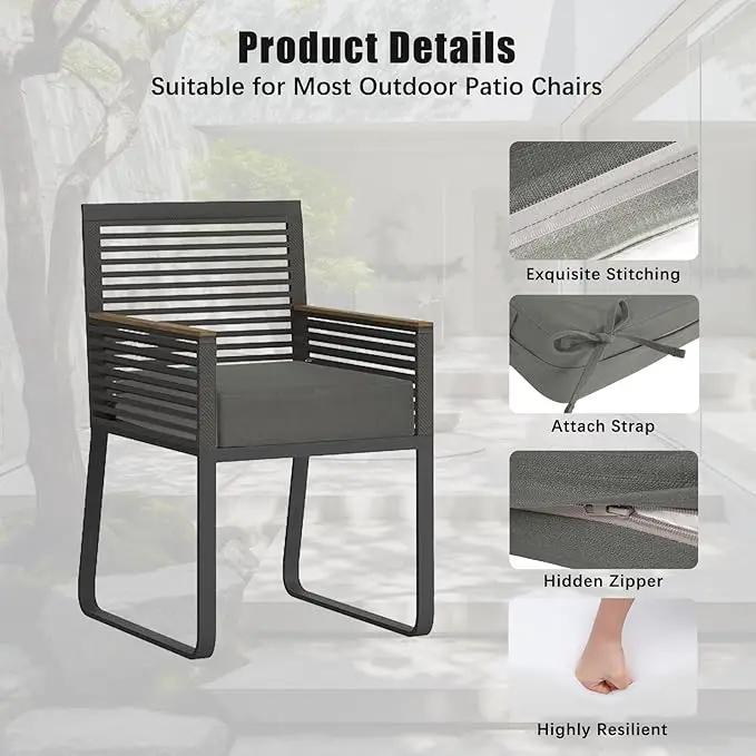 Favoyard Outdoor Chair Cushion 19 x 19 x 3 Inch Rainproof & 3-Year Fade Resistant Patio Furniture Cushions with Removable Cover and Adjustable Ties for Garden Sofa Couch Pads Set of 2, Dark Gray by GreenHaven Gardens