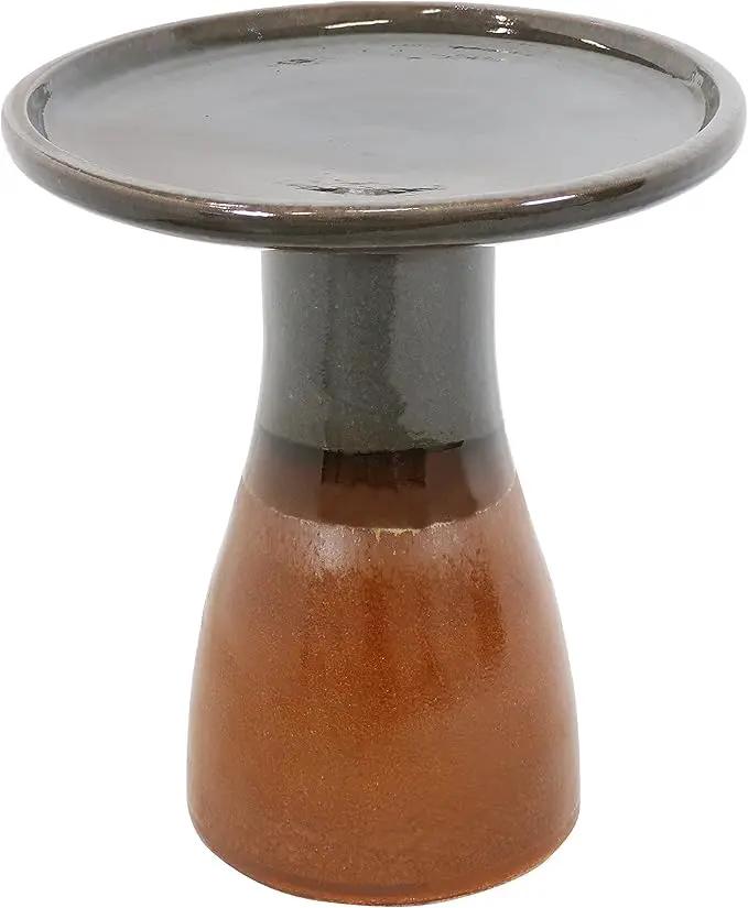 Sunnydaze 21" H Ceramic Bird Bath for Outside - Hand-Painted Outdoor Bird Bath Bowl, UV/Frost-Resistant Finish - Dusty Rose - Classic Pedestal by GreenHaven Gardens