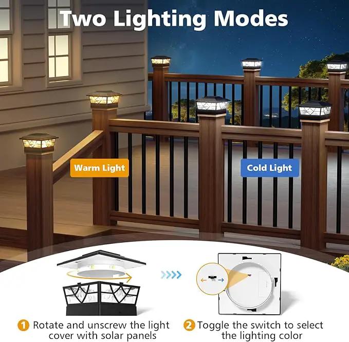 NIORSUN Solar Post Lights Outdoor 12 Pack, 2 Modes LED, Deck Fence Post Solar Lights for 3.5x3.5 4x4 5x5 5.5x5.5 Caps Patio Garden Decoration, Black by GreenHaven Gardens