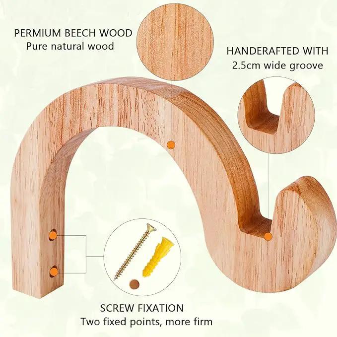 FGSAEOR Arc-Shaped Wooden Plant Hanger Indoor, 7-Inch Hanging Plant Brackets, Wall Mount Hooks for Outdoor Hanging Bird Feeders, Flower Baskets Pots, Wind Chimes, Lanterns by GreenHaven Gardens