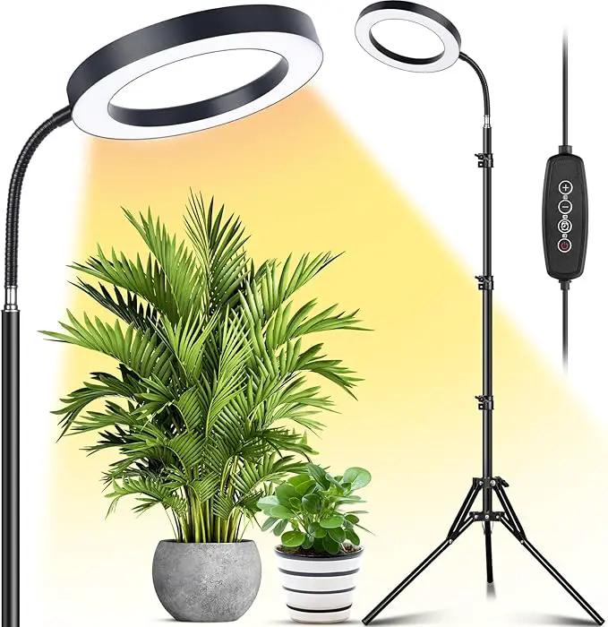 LORDEM Grow Light for Indoor Plants, Full Spectrum Plant Light with Auto Timer for 4/8/12H, 7.9" Diameter Growing Lamp with 108 LEDs, 4 Dimmable Levels, Adjustable Stand 24"-67" by GreenHaven Gardens