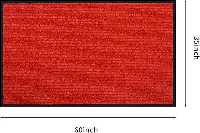 fani Heavy Duty Large Outdoor Indoor Entrance Black Doormat Waterproof Low Profile Entrance Rug Front Door Mat Patio Anti-Skid Rubber Back, 35x60 inch (China Red) by GreenHaven Gardens