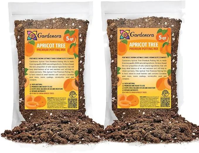 Premium Apricot Potting Soil Mix - Ideal Nutrient Blend for Growing Robust, Flavorful, and Bountiful Apricots - 10 Quart by GreenHaven Gardens