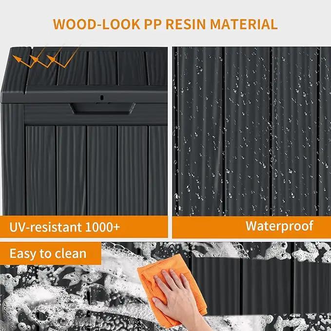 28 Gallon Outdoor Deck Box,Storage Lockable Waterproof Patio Furniture,Garden Tools,Cushions,Pool Accessories Outside Storage Resin Box(SM Black) by GreenHaven Gardens