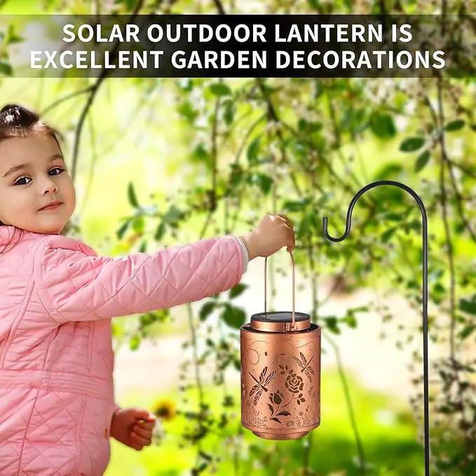 2 Pack Solar Lanterns Garden Decor Birthday Gifts for Women Mon Grandma Metal Hanging Solar Lights Waterproof Outdoor Decoration for Outside LED Lanterns for Yard Patio Lawn(Dragonfly) by GreenHaven Gardens