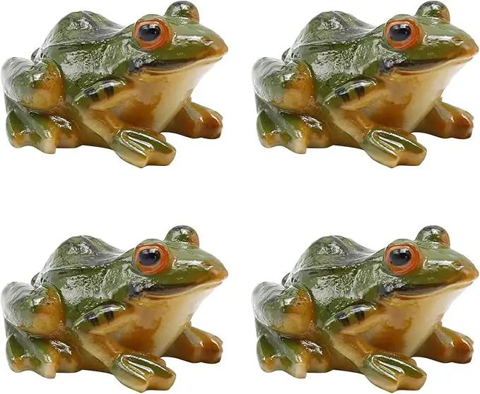 Miniature Frog Figurine, Fish Tank Decoration for Miniature Fairy Garden and Terrarium Statue(4 pcs) by GreenHaven Gardens