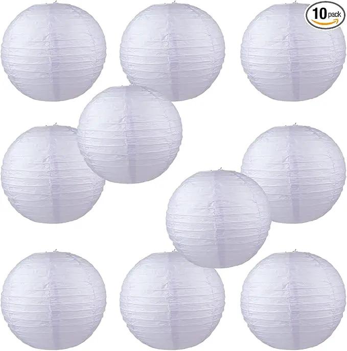 WYZworks - Round Paper Lanterns 10 Pack (Light Lavender, 14") - Hanging Paper Lanterns Lamp for Wedding, Birthday, Party and Home Decorations with 8", 10", 12", 14", 16" Option by GreenHaven Gardens