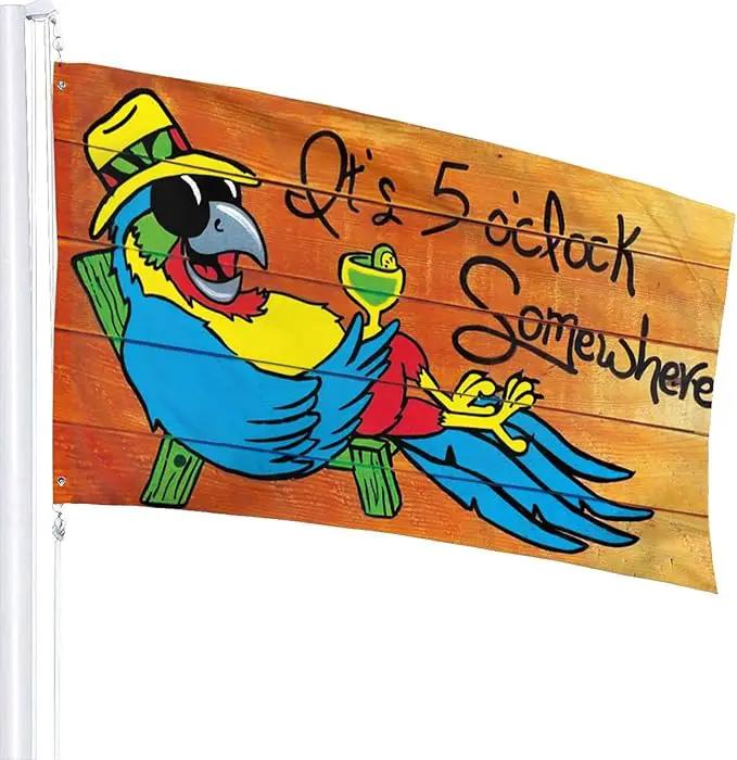 It'S 5 O'Clock Somewhere Flag 3x5 Ft Indoor/Outdoor Yard Garden Lawn Holiday Decoration Banner Sign by GreenHaven Gardens