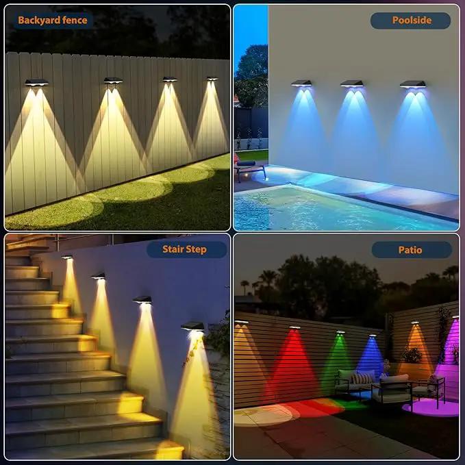 Solar Fence Lights ,RGB & Warm White & 6 Colors Bright Lens LED Dusk to Dawn Deck Light, Fence Solar Lights Outdoor Waterproof, Solar Outdoor Lights for Backyard/Railing/Wall/Step/Patio/Pool (12Pack) by GreenHaven Gardens