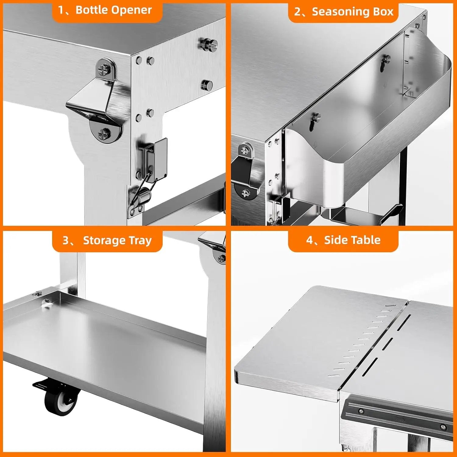 Food Grade 304 Stainless Steel BBQ Grill Table fits Tabletop Griddle, Outdoor Grill Table with 4 Foldable Legs, Portable Grill Stand for RV, Camping, Tailgating by GreenHaven Gardens