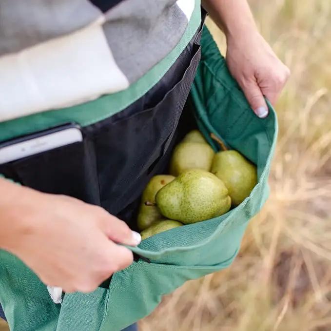 Roo Gardening Apron with Pockets & Harvesting, Picking Pouch - Adjustable, Water-resistant, Washable Canvas Cotton by GreenHaven Gardens