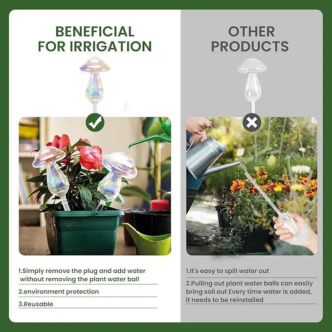 Plant Watering Globes-4pcs Self Watering Planter Insert,Plant Watering Devices,Glass Watering Bulbs for Indoor Plants,Mushroom Watering Globes,Top-Fill Watering by GreenHaven Gardens