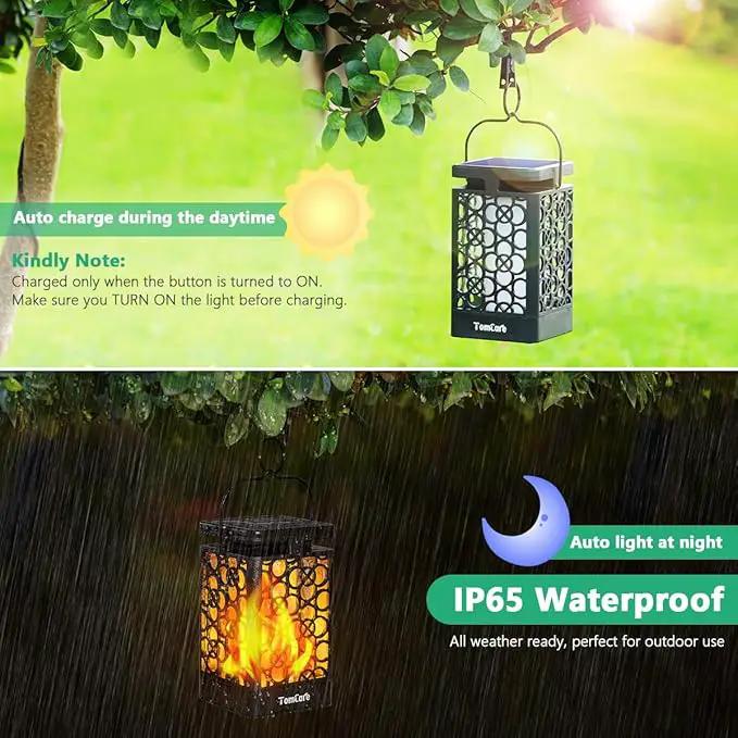 TomCare Solar Lights Upgraded Solar Lantern Flickering Flame Outdoor Hanging Lantern Decorative Lighting Solar Powered Waterproof LED Flame Umbrella Lights for Patio Garden Deck Yard, 4 Pack by GreenHaven Gardens
