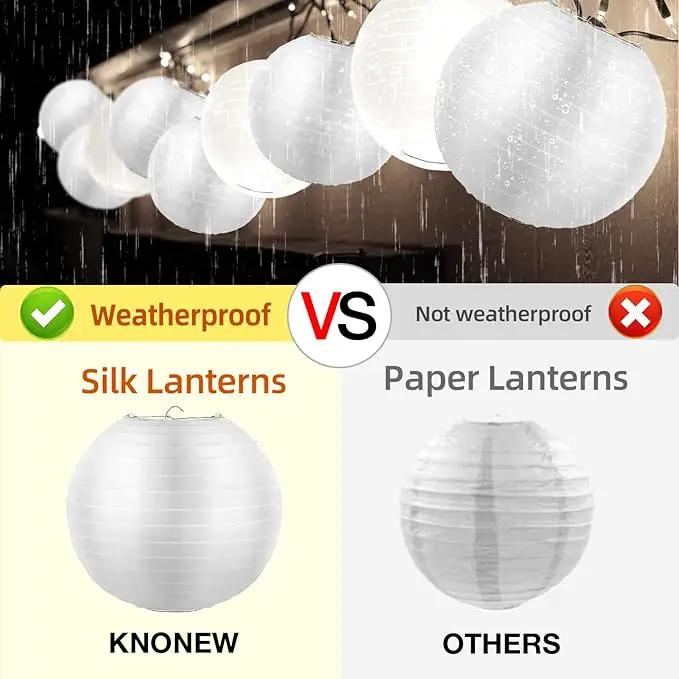 20 Pack White Outdoor Silk Lanterns Decorative, 10inch Waterprooof Outside Indoor Chinese Hanging Round Lanterns for Weddings, Birthdays, Parties Decoration (White) by GreenHaven Gardens