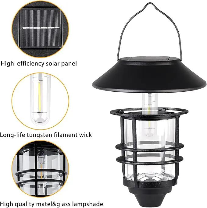 Solar Lantern Outdoor Lights, Hanging Waterproof Lantern Lights with Wall Mount Kit for Garden Porch Fence 2 Pack by GreenHaven Gardens