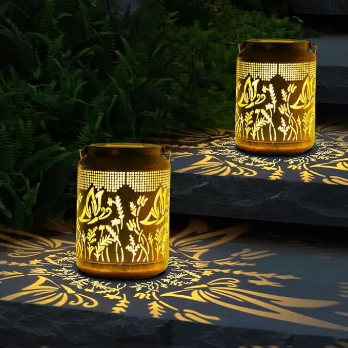 2 Pack Butterfly Solar Lanterns Outdoor Waterproof,Birthday Gifts for Women Mom,Hanging Solar Lights Outdoor LED 6.9" Metal Butterfly Decorative Lanterns for Patio,Pathway,Yard,Garden Decor by GreenHaven Gardens