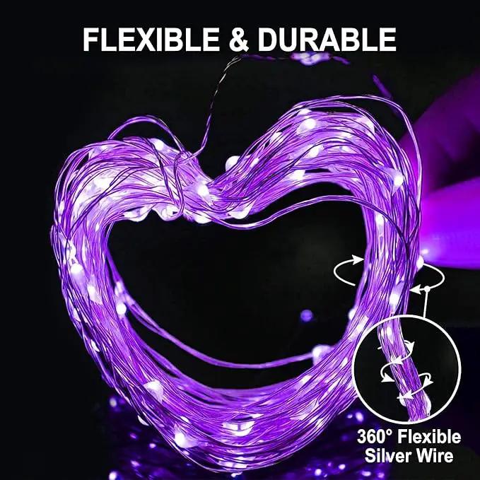 JMEXSUSS 2 Pack Purple Solar Christmas Lights, 33ft 100 LED Purple Solar Lights Outdoor, Waterproof 8 Modes Purple Fairy Lights for Outside Tree Garden Patio Christmas Halloween Decorations by GreenHaven Gardens