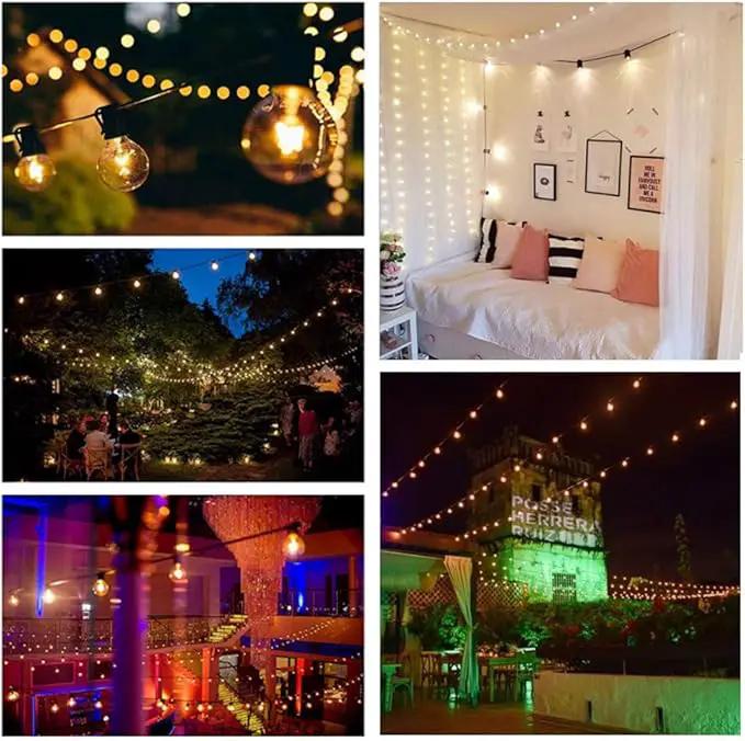 GOOTHY Outdoor String Lights, 25FT Hanging Patio Lights String with 27 G40 Clear Globe Bulbs (2 Spare), Connectable Globe String Lights for Indoor Outdoor Garden Commercial Decor, C7/E12 Base - Brown by GreenHaven Gardens