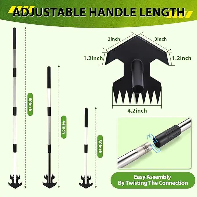 CAROD Hoe Garden Tool, Scuffle Garden Hoe for Weeding with 30-60 Inch Steel Long Handle, Dual Use Sharp Gardening Hula Hoe, Adjustable Rocket Shaped Weed Remover Action Hoe by GreenHaven Gardens