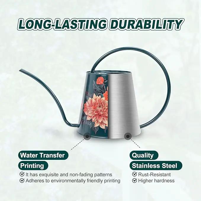 Berry&Bird House Plants Watering Can - Indoor & Outdoor 1/2 Gallon Stainless Steel Water Can with Long Spout Garden Decoration for Flower Bonsai Succulent Gardening Large Watwer Bottle(2L/68oz,Dahlia) by GreenHaven Gardens