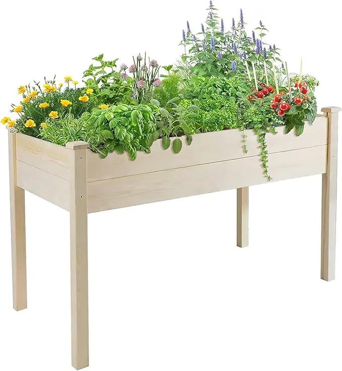 Crownland Outdoor 4 ft Stand-up Raised Garden Bed Wooden Garden Box for Backyard, Vegetables Herbs Flowers Planter, Suitable Elevated by GreenHaven Gardens