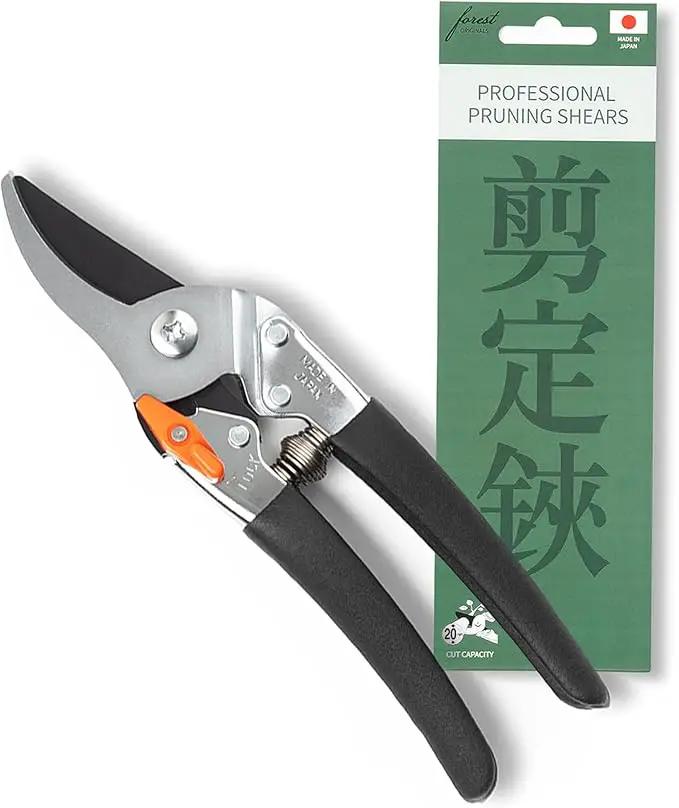 Saboten Japan 7.9" Japanese Pruning Shears - Premium Steel Blades, Rust-Resistant Fluorine Coating, Ergonomic Grip, Duracon Safety Lock - forest Originals, Made in Japan, Gardening & Farming Scissors by GreenHaven Gardens