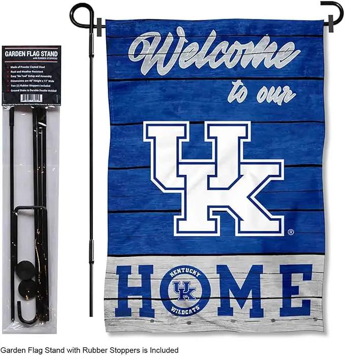 College Flags & Banners Co. Kentucky Wildcats Welcome to Our Home Garden Flag with Stand Holder by GreenHaven Gardens