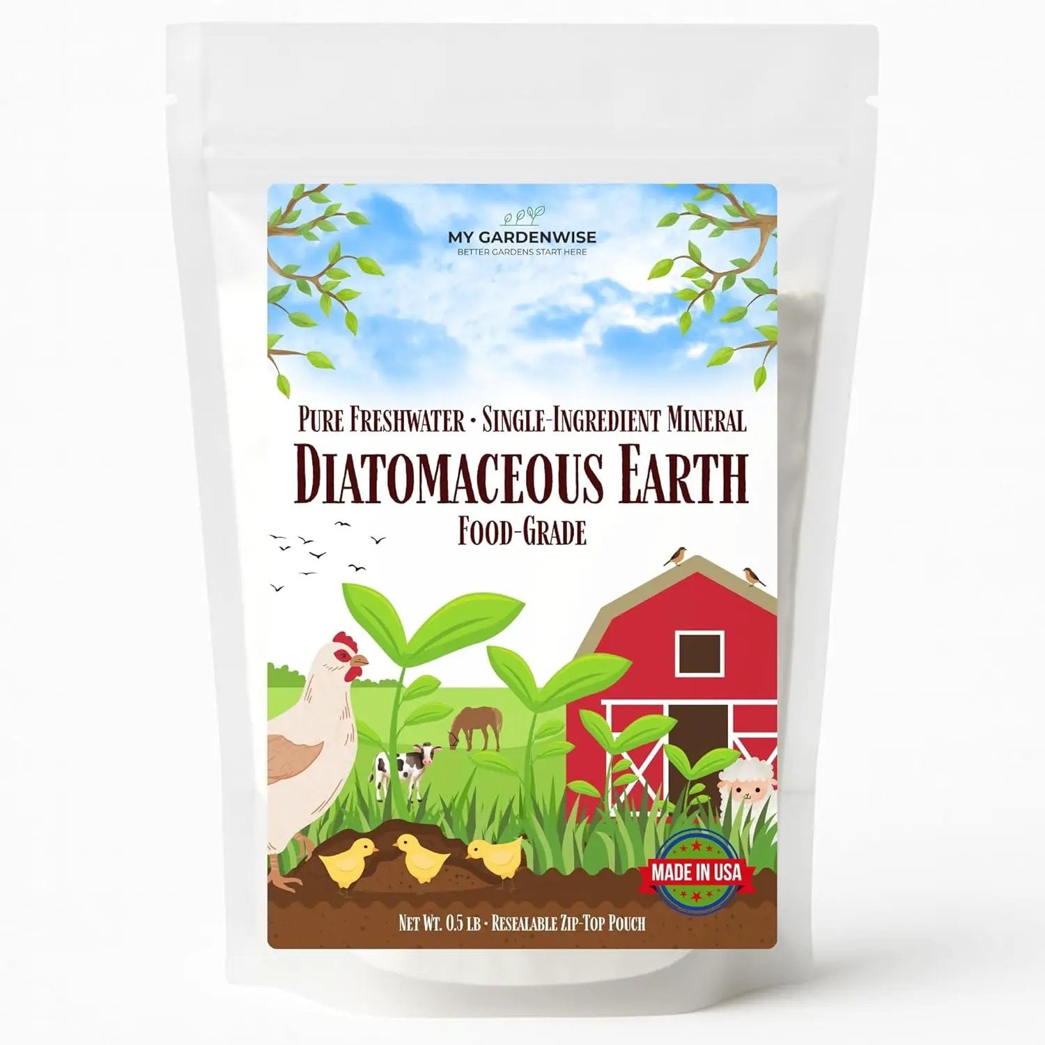 Diatomaceous Earth Food Grade – Diatomaceous Earth (DE) Powder – Pets & Plants Safe – Made in USA (0.5 lb) by GreenHaven Gardens