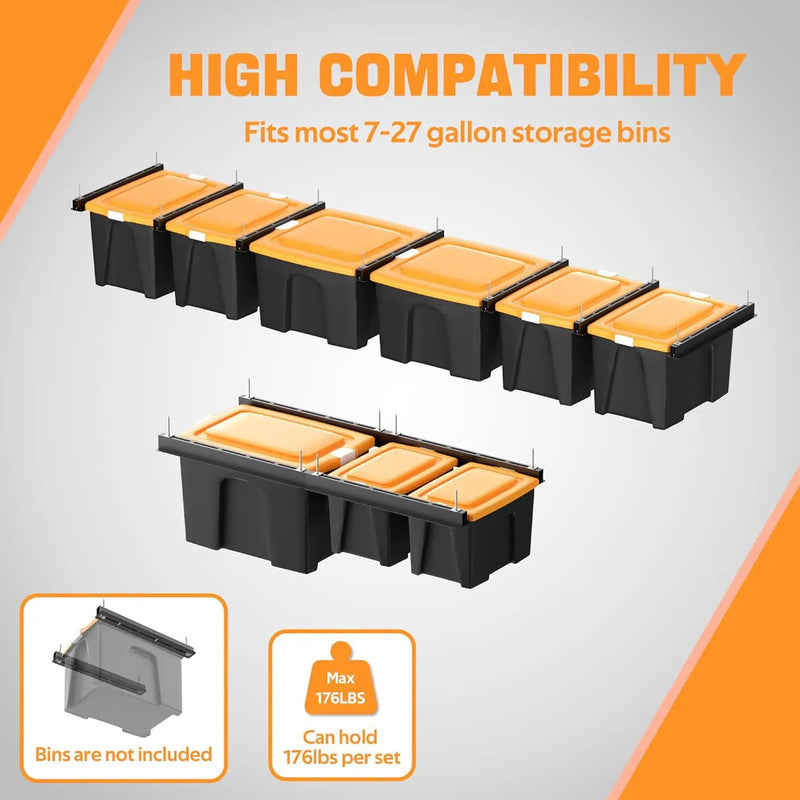 Ultrawall Overhead Garage Storage Rack, Heavy Duty Ceiling Storage Rack, 26 Inch Adjustable Ceiling Bin Storage System, 7 Sets for 6 Bins by GreenHaven Gardens