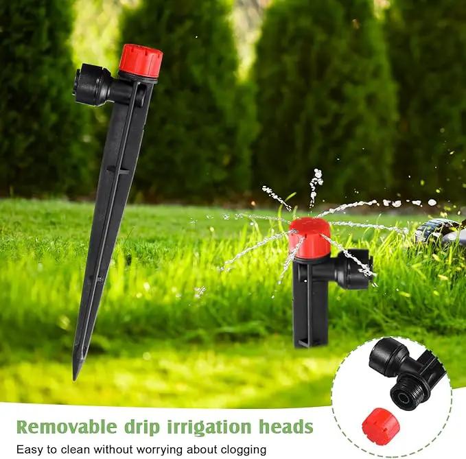 100 Pcs Drip Irrigation Emitters for 1/4'' Irrigation Tubing Adjustable Water Flow Drip Emitters with Stake Drip Irrigation System Irrigation Drippers with 360 Degree Sprayer for Garden Patio by GreenHaven Gardens