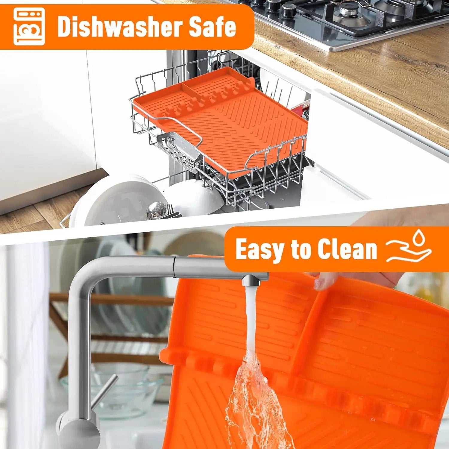 Silicone Grill Mat Compatible with Blackstone, Silicone Griddle Tools Mat with Drip Pad, Spatula Mat for Outdoor Grill Kitchen Counter (Orange) by GreenHaven Gardens