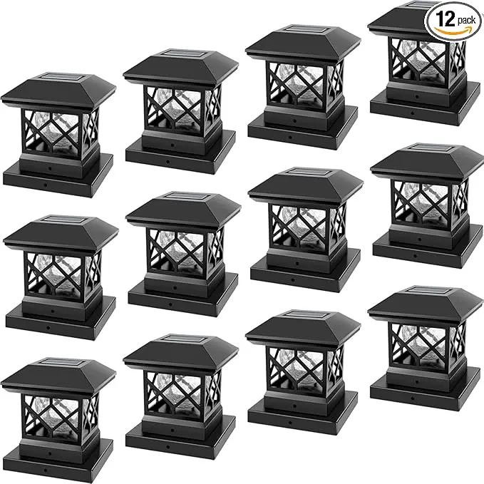 TWINSLUXES Solar Post Cap Lights Outdoor - Waterproof LED Fence Post Solar Lights for 3.5x3.5/4x4/5x5 Wood Posts in Patio, Deck or Garden Decoration Warm Light… (12 Pack) by GreenHaven Gardens