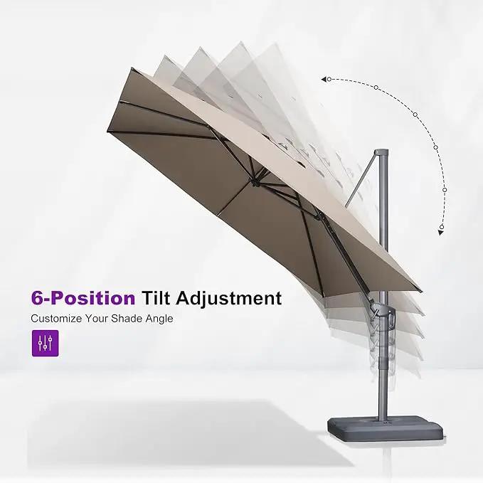 PURPLE LEAF 9' X 11.5' Rectangle Patio Umbrella Outdoor Large Aluminum Cantilever Umbrella with 3-Year Fade Resistance Recycled Fabric and 360-degree Rotation for Deck Pool Garden, Sand Dune by GreenHaven Gardens