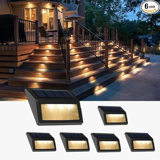 Solar Lights Outdoor, Waterproof Solar Powered Deck Step Lights for Patio Garden Backyard Garage Driveway Pathway Outside Wall Lighting (Warm White/6 Pack) by GreenHaven Gardens