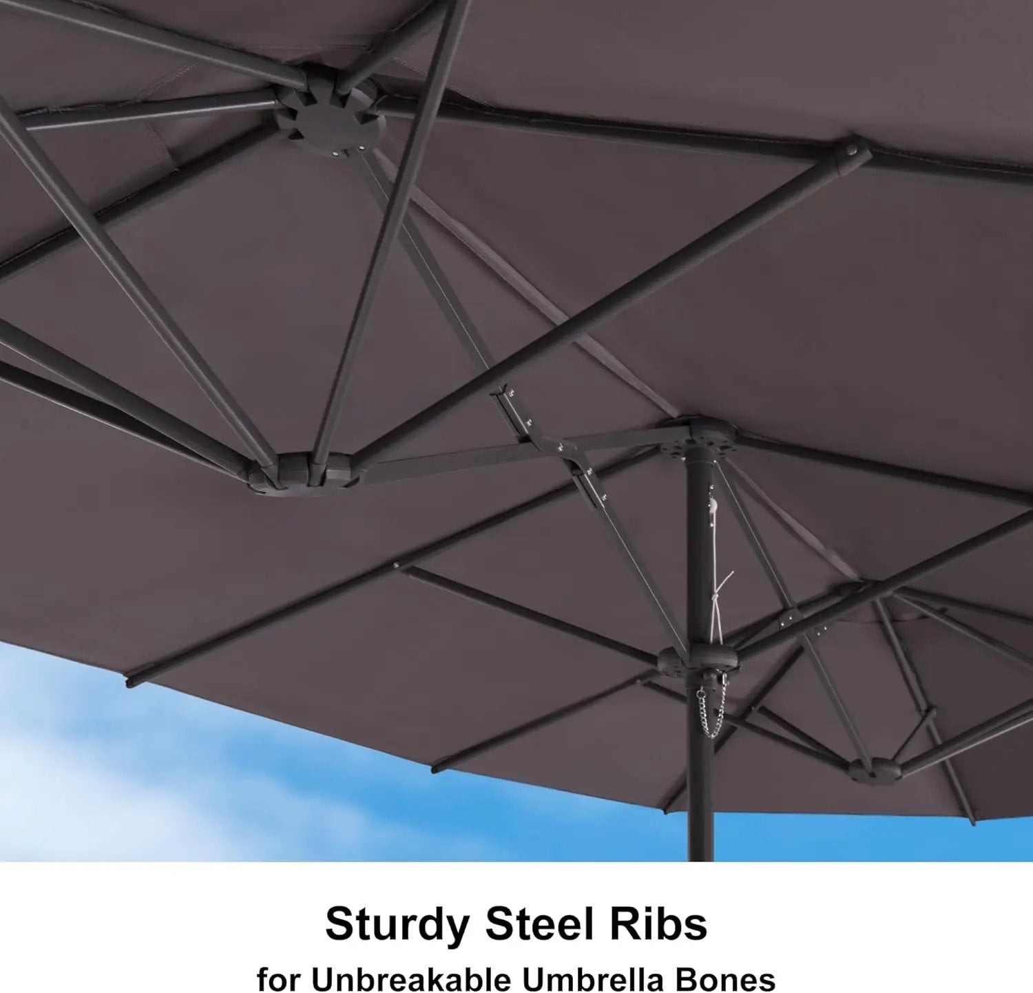 PURPLE LEAF 13ft Double-Sided Patio Umbrella with Base Included Market Rectangle Umbrella Outdoor Table Umbrella with Crank for Pool Garden Deck, Light Grey by GreenHaven Gardens
