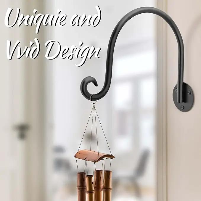 AJART Hanging Plant Hanger Outdoor: Bird Feeder Wall Hooks - 8 Inch Plant Bracket Hook for Hanging Flower Baskets 4 Pieces by GreenHaven Gardens