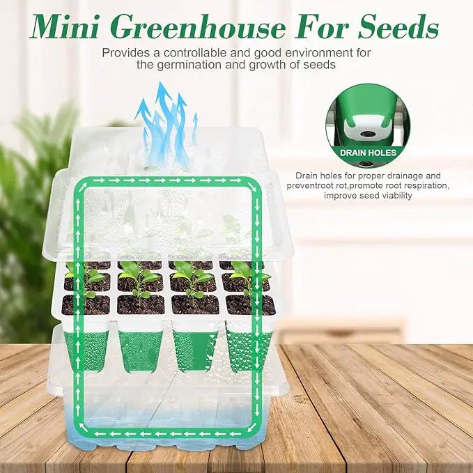 Mckanti 6 Pack Silicone Seed Starter Tray, Reusable Seed Starter Kit with Humidity Adjustable Dome, Lid and Tools for Indoor Seed Germination by GreenHaven Gardens