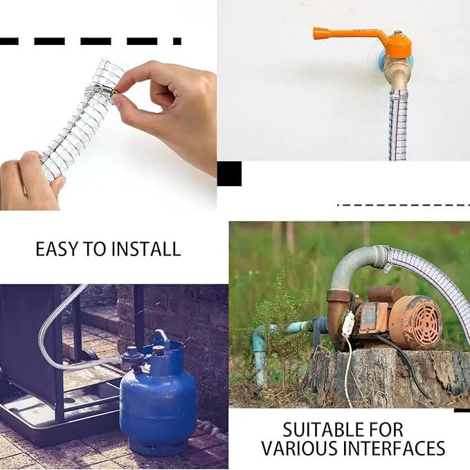 Frienda Heavy Duty Steel Wire Flexible Tubing with Fasteners PVC High Pressure Drain Hose Tube Pond Tubing Clear Wire Reinforced for Pond Bilge Pump Vacuum Suction Hose(24.6 Ft, 1 Inch Id) by GreenHaven Gardens