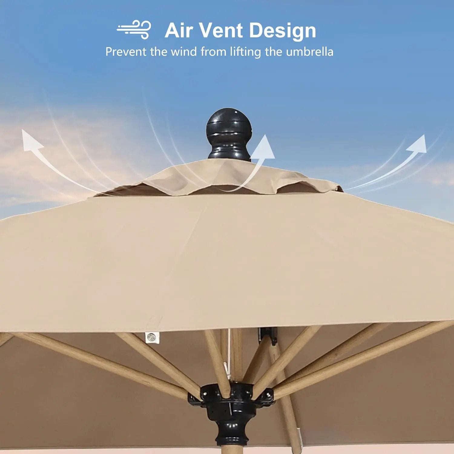 PURPLE LEAF 9' x 11.5' Patio Umbrella with Base Outdoor Umbrella Market Umbrella with Crank & 8 Ribs Aluminum Rectangular Table Umbrella Outdoor Patio for Backyard, Taupe by GreenHaven Gardens