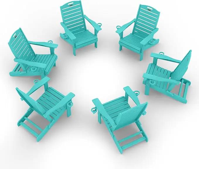 Adirondack Chairs Set of 6, Outdoor Fire Pit Chairs, HDPE All-Weather Adirondack Chairs with Cup Holder, Lawn Chair for Deck, Patio, Garden (Lake Blue) by GreenHaven Gardens
