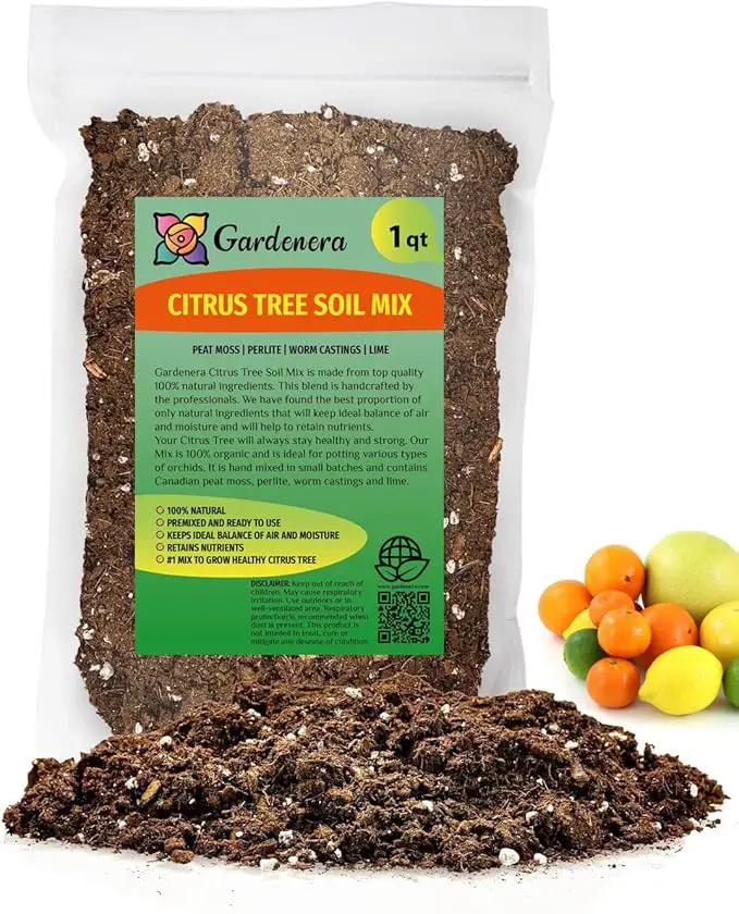 Citrus Tree Potting Soil Mix, Special Blend for Indoor Oranges, Lemons, Limes and More - (1 Quart Bag) by GreenHaven Gardens