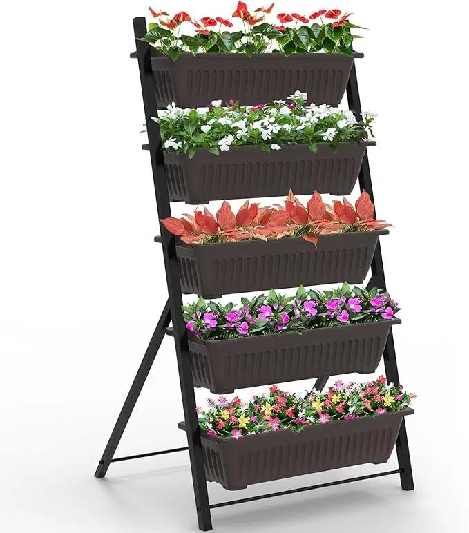 G TALECO GEAR Vertical Garden Planter, 5 Tiers Vertical Raised Garden Bed Metal Elevated Herb Planter Box Vegetable Flower Planters for Patio Deck Outdoor Indoor by GreenHaven Gardens