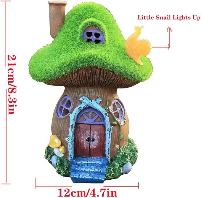 Mushroom Garden Statues,Outdoor Fairy House Figurine with Solar Powered Garden Light, Gifts for Women Mom Grandma Halloween Decor or Yard Decor (Resin) by GreenHaven Gardens