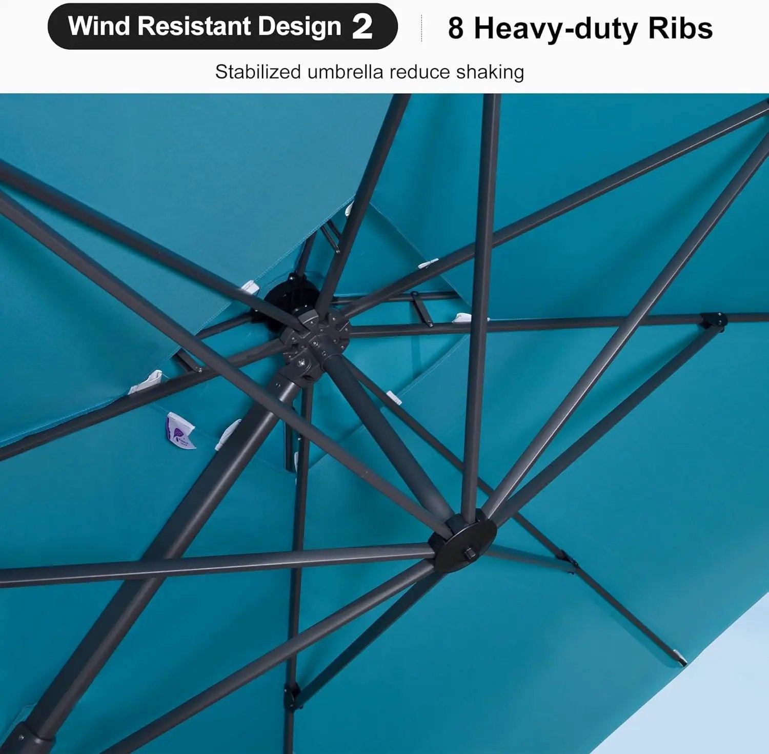 PURPLE LEAF 11ft Patio Umbrella with Base Included Large Offset Umbrella Hanging Double Top Square Cantilever Outdoor Umbrella for Garden Deck Backyard Pool Turquoise Blue by GreenHaven Gardens