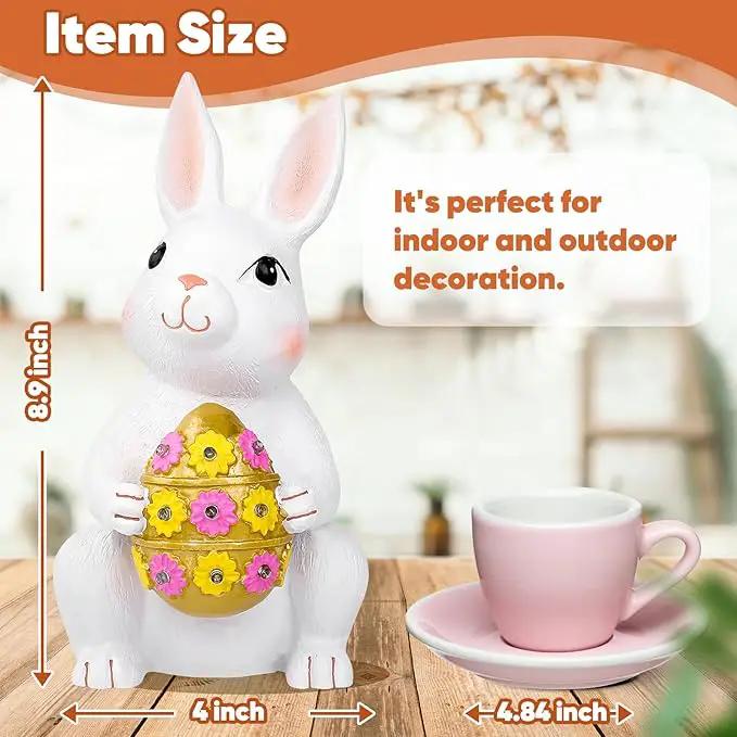 Brightever Outdoor Solar Garden Statues, Bunny with Easter Egg and 9 RGB LED Lights, Outdoor Figurine Lights - Solar Powered Garden Sculpture Easter Gifts for Kids, Women, Wife, Birthday by GreenHaven Gardens