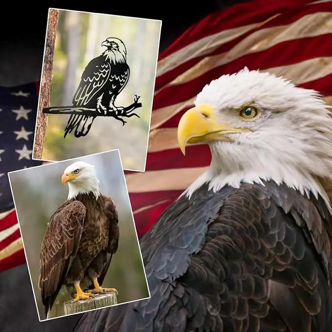 Bald Eagle Metal Bird Yard Art, Outdoor Tree Decor, Eagle Statue Gift for Men by GreenHaven Gardens