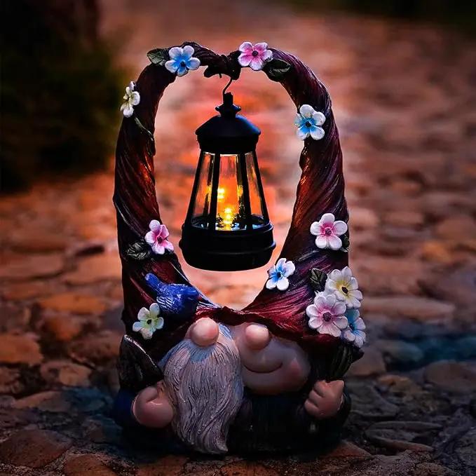 Outdoor Couple Gnome Decorations with Solar Light Lantern Double Cute Gnomes Resin Statues Outdoor Decor Gifts for Valentine's Day Anniversary(Couple Gnome) by GreenHaven Gardens